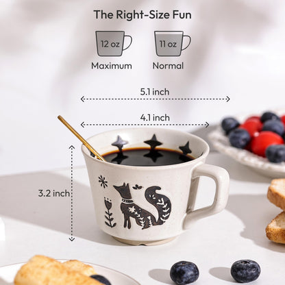 LINVIA drinking cup — unique ceramic design with handle, 11 oz capacity