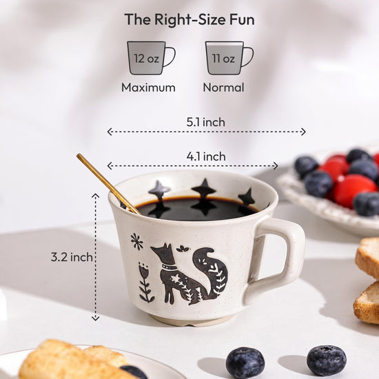 LINVIA drinking cup — unique ceramic design with handle, 11 oz capacity