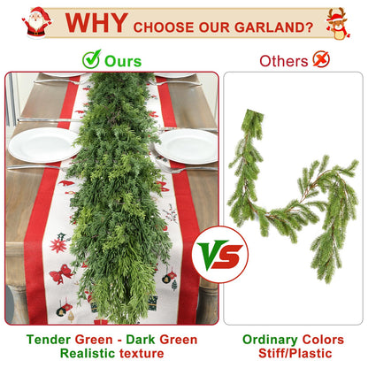 Cedar garland — Christmas decor for mantle, stairs, tables, and fireplaces