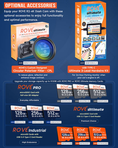 ROVE R2-4K dash cam — 4K UHD with built-in WiFi and GPS