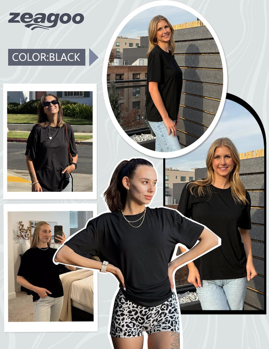 Shirt — Short sleeve crew neck casual tops 2 pack by Zeagoo