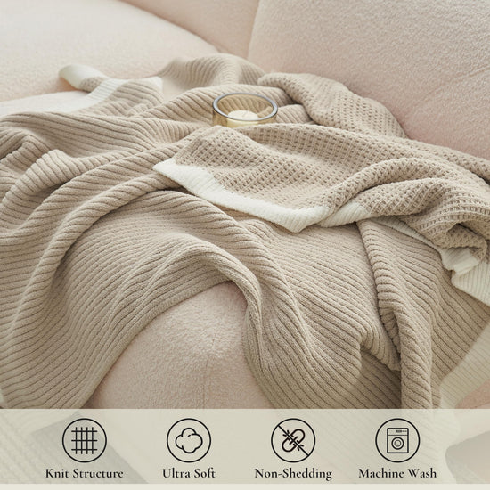 Chenille waffle weave throw blanket — reversible lightweight design by Amélie Home