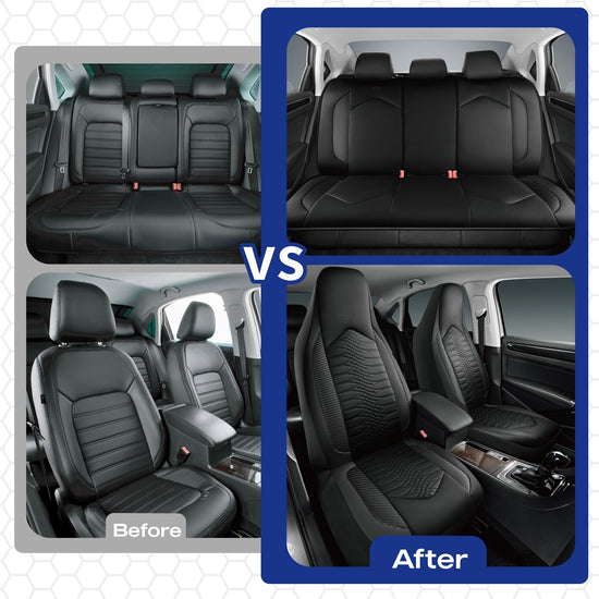Skechers vehicle seat cover — leather high back, waterproof, airbag compatible, black