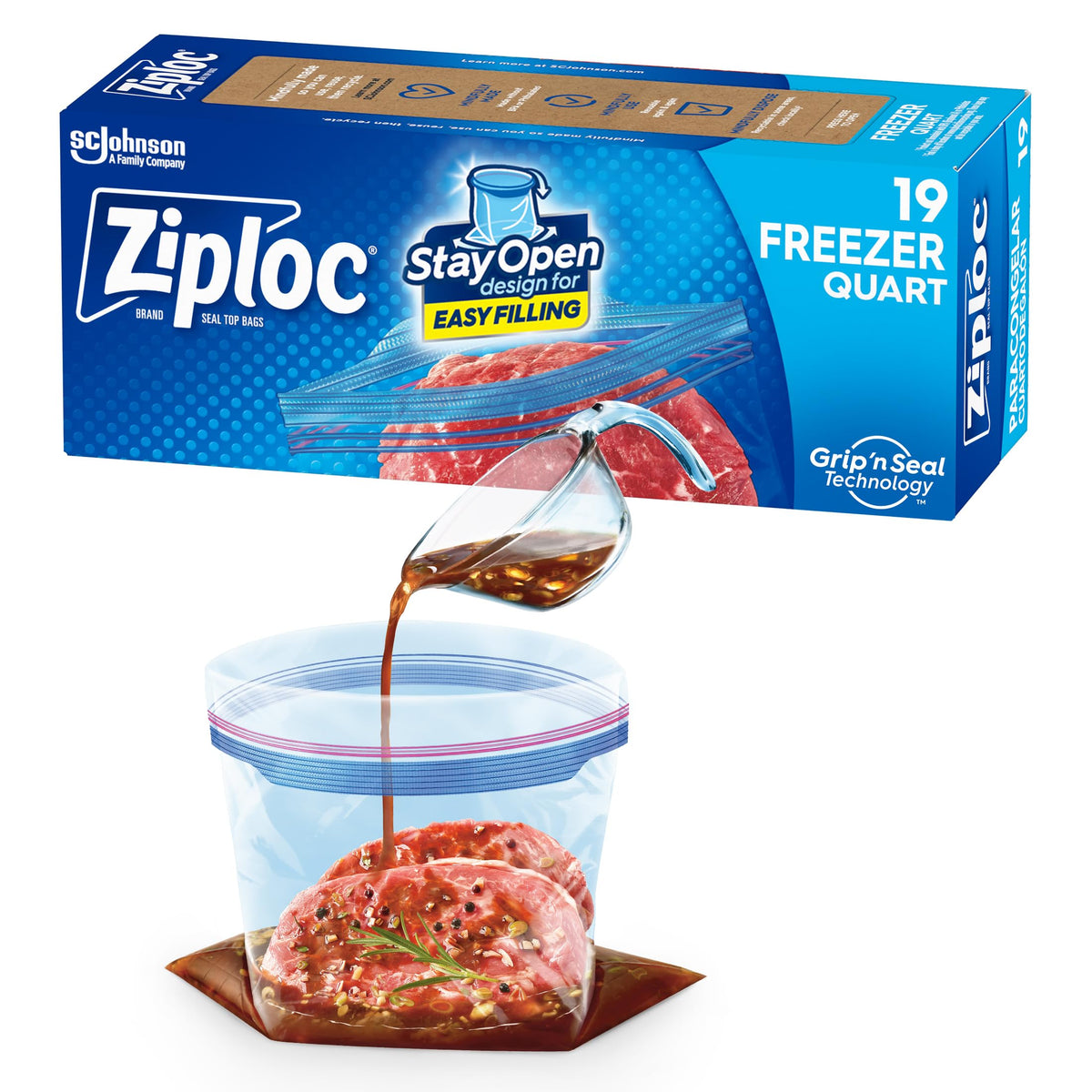 Ziploc quart food storage bags — new stay open design with stand-up bottom