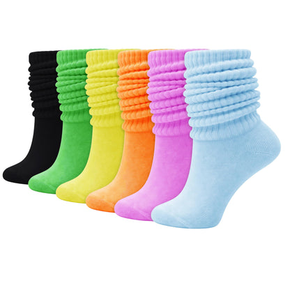 Winterlace slouch scrunch boot socks — cushioned knee high soft knit 6-pairs