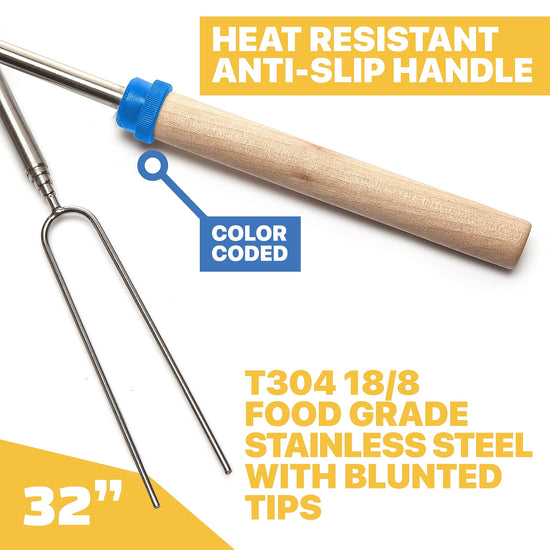 MalloMe marshmallow roasting fork — 32 inch long design for campfire fun