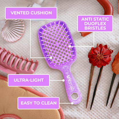 FHI Heat - UNbrush detangling brush combo pack — DuoFlex anti static hair brush and vented detangler brush for pain-free styling.