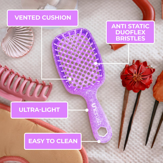 FHI Heat - UNbrush detangling brush combo pack — DuoFlex anti static hair brush and vented detangler brush for pain-free styling.