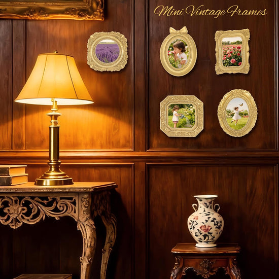 ERESGREAT picture frames — vintage gold mini set for tabletop decor (5 pcs)