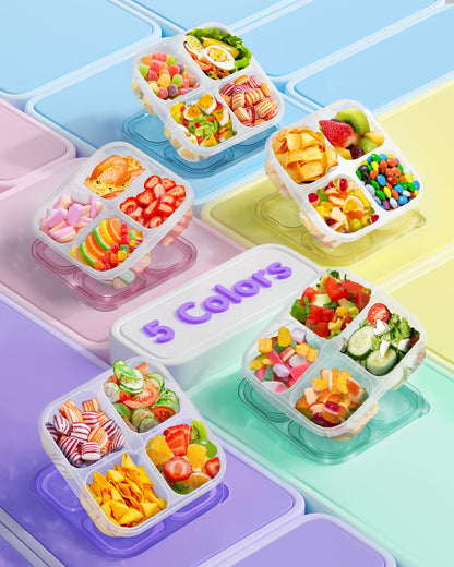 Food storage container — 5 pack divided design in 5 colors for snacks and meals