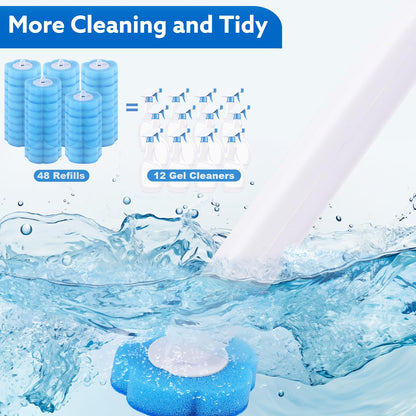 wlich Disposable Toilet Brush Set with 48 Refills, Wall Mount Holder