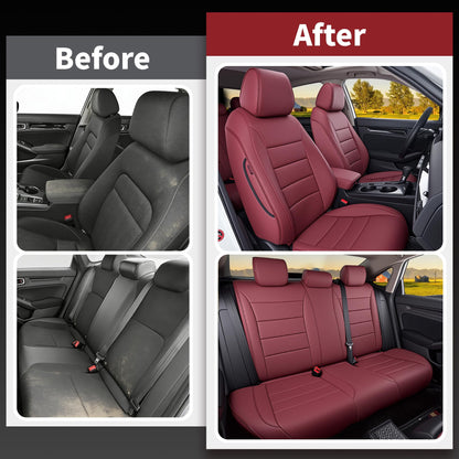 HKZ vehicle seat cover — custom fit burgundy leather for Honda Civic sedan 2022-2026