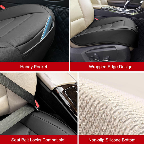 BOPUOVRE vehicle seat cover — PU leather with anti-slip design and storage pocket