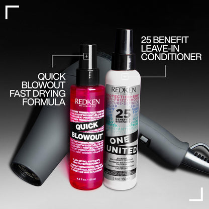 Redken heat protectant spray — Smooths and adds shine for all hair types