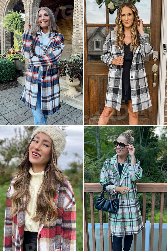 PRETTYGARDEN coat — plaid shacket with pockets for casual fall stylePRETTYGARDEN coat — plaid shacket with pockets for casual fall style