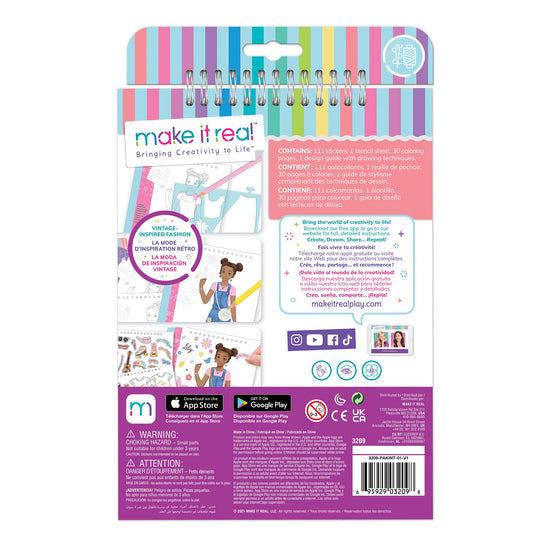 Make It Real fashion design sketchbook — city style coloring book for girls
