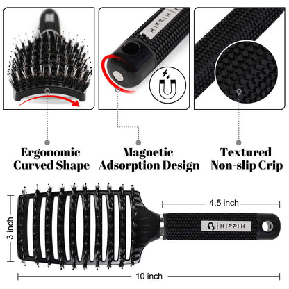Hair brush — Boar bristle, 2 pack, blue by HIPPIHHair brush — Boar bristle, blue by HIPPIH