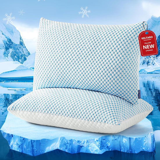 KELTARO shredded memory foam pillows — set of 2 pack