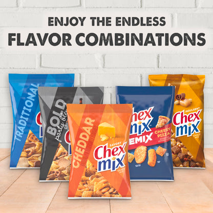 Chex Mix snack mix — turtle, honey BBQ, spicy, sweet and hot
