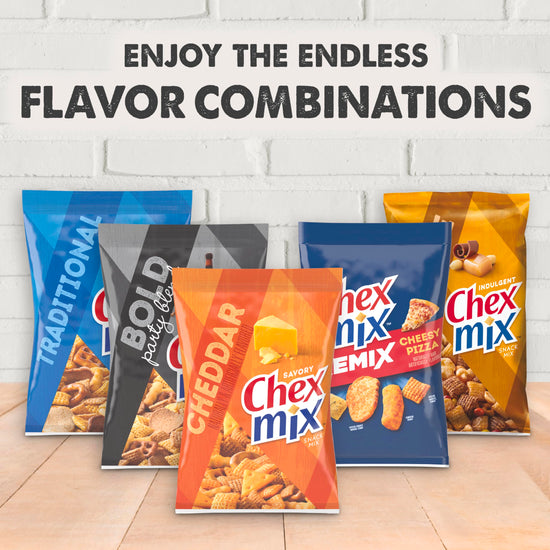 Chex Mix snack mix — turtle, honey BBQ, spicy, sweet and hot
