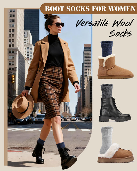 YSense womens wool socks — warm crew socks for hiking and winter wear