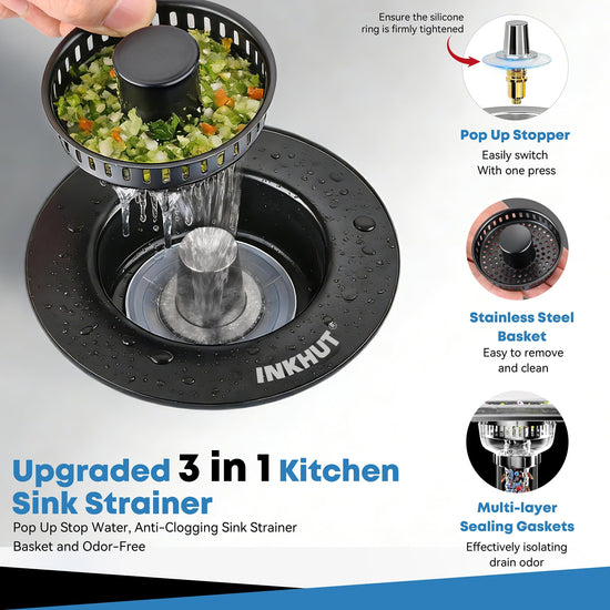 Drain strainer — Upgraded stainless steel anti-clogging food catcher basket