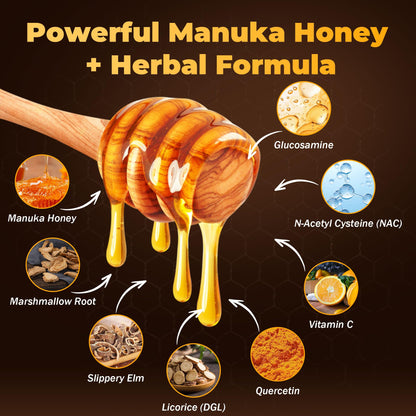 Manuka Honey for Dogs - Supports Collapsed Trachea, Cough Relief, Wheezing & Phlegm Comfort - New Zealand Manuka Honey + Natural Herbal with Slippery Elm and Quercetin — Immune Support — 5 oz