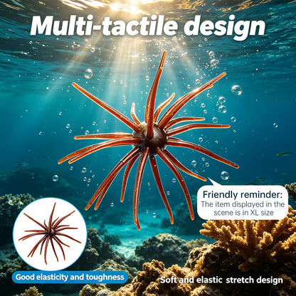10 PCS Soft Plastic Sea Urchin Bait, Multi Tentacle Sea Urchin Fishing Lures, for Saltwater Freshwater Trout Bass Redfish Grouper Inshore Offshore Fishing (Flashing Brown, XL-4.33inch（10PCS）)