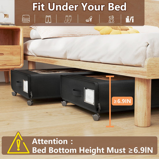 Storage box — Under bed organizer with wheels and lid by AUING, 2 pack