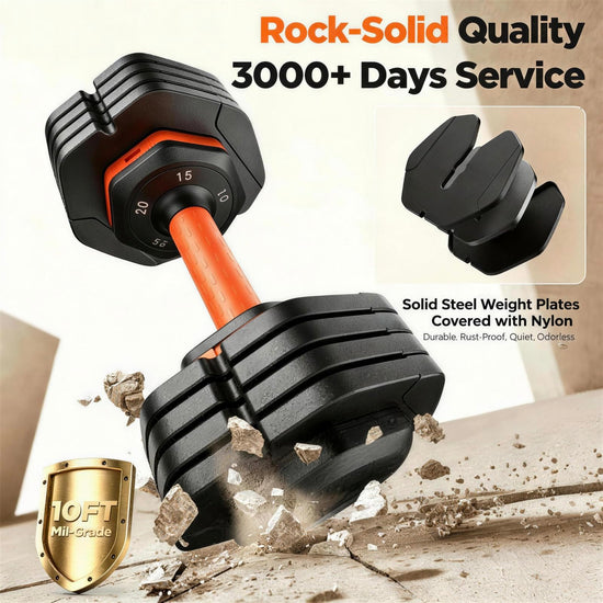 Dumbbell set — Adjustable weights with storage box and anti-slip grip 110lbs/50lbs