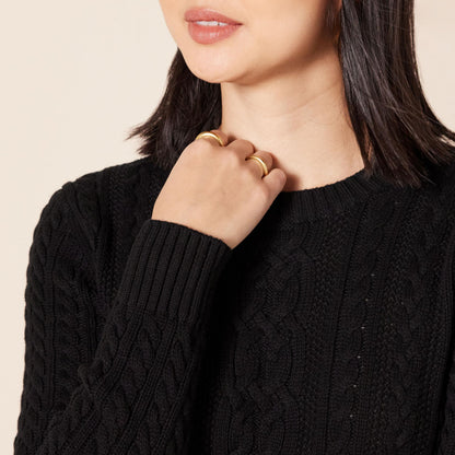 Sweater — Soft fisherman cable knit crewneck in plus size available