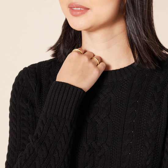Sweater — Soft fisherman cable knit crewneck in plus size available