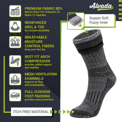 Alvada socks — Warm thermal wool for winter moisture wicking and breathable