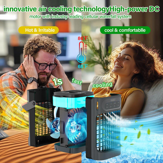 Air cooler — LEAEYFE with 3 speeds and 800ml water tank, 120° oscillation