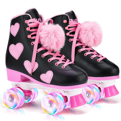Ruthfot roller skates — Classic design with light up wheels and heart pattern