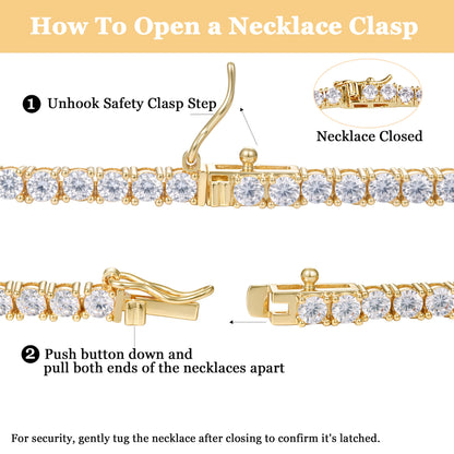 Gemsme necklace — 18K gold plated cubic zirconia tennis design for women 16-24 inches