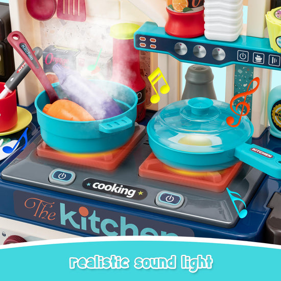 Kids kitchen playset — 53 pieces with realistic lights and sounds for toddlers