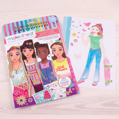 Make It Real fashion design sketchbook — city style coloring book for girls