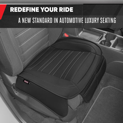 Motor Trend vehicle seat cover — Faux leather with storage pockets, 2-pack black padded