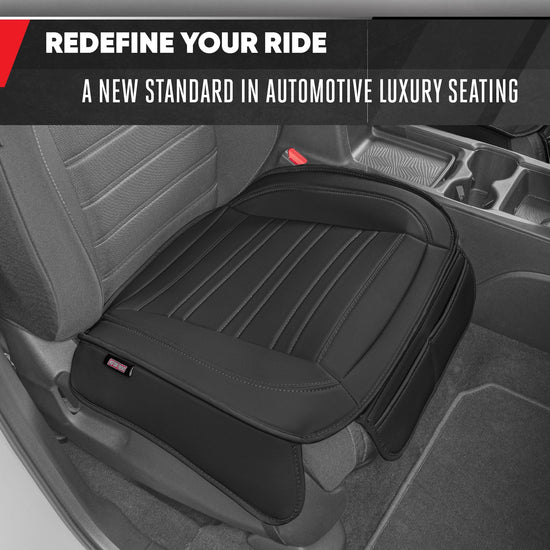 Motor Trend vehicle seat cover — Faux leather with storage pockets, 2-pack black padded