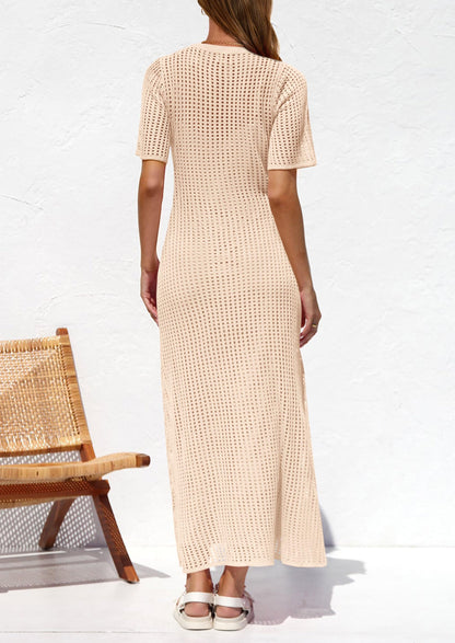 PRETTYGARDEN dress — Eyelet cover up with hollow out design for summer