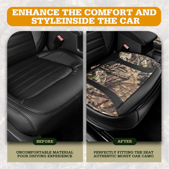 Mossy Oak vehicle seat cover — luxury faux leather with anti-slip design and storage bags