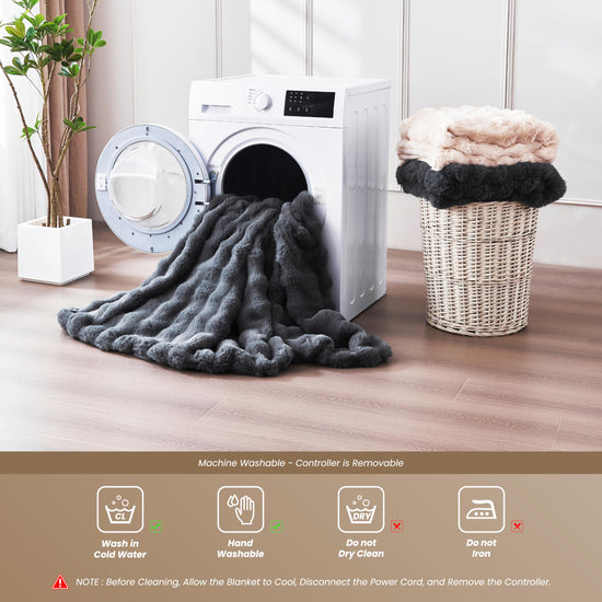 Heated blanket — Fast heating ultra-soft faux rabbit fur with 5 heat levels and auto shut-off