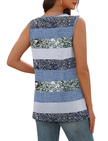 Sampeel shirt - Summer button down v neck sleeveless loose fit tops 2026