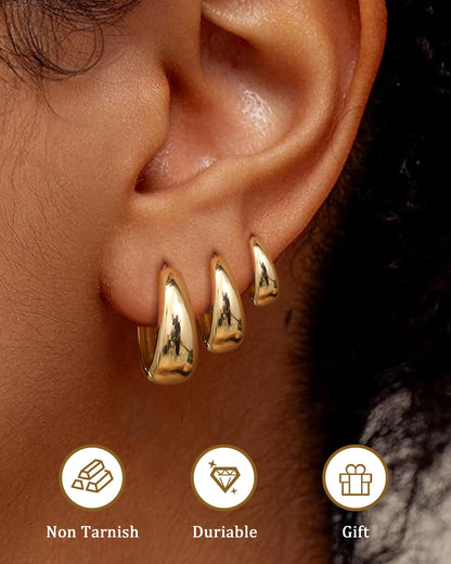 BESTEEL hoop earrings set - 14K gold plated and silver plated options available