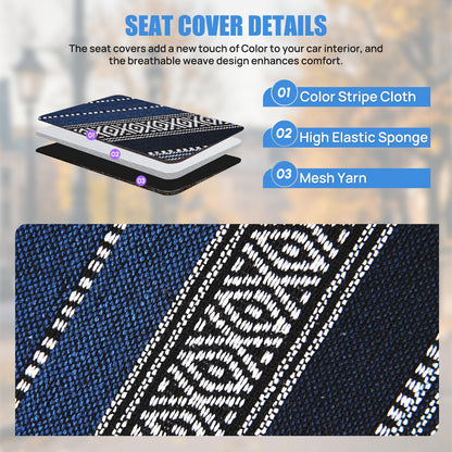 Nilight vehicle seat cover — Blue stripes with shoulder pads and airbag compatibility