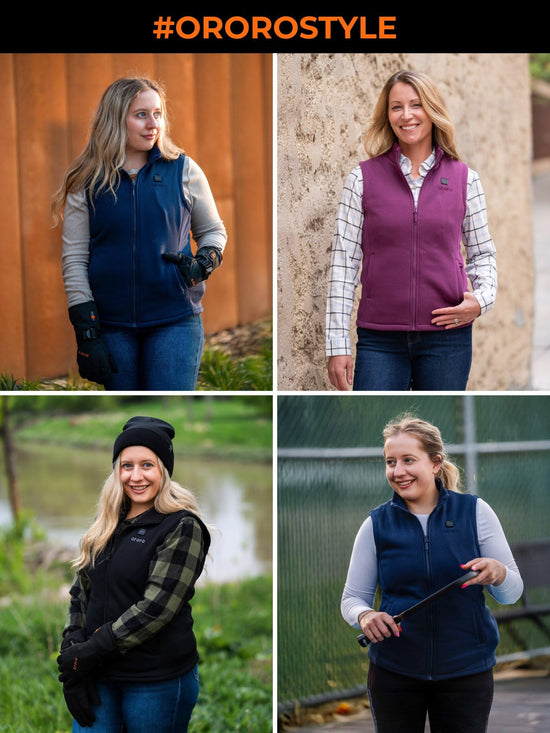 ORORO women's heated fleece vest with heated collar and battery
