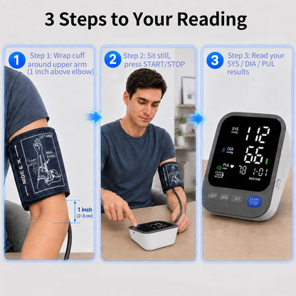 Lineshare blood pressure monitor — large LED display with adjustable cuff and memory
