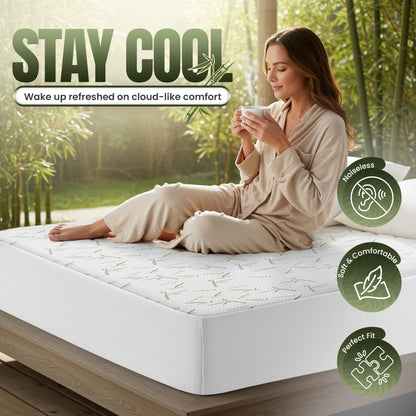 Mattress cover — Waterproof and breathable bamboo viscose fabric with fitted style 200 GSM