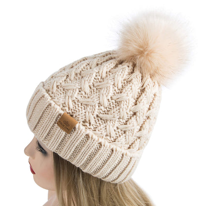 PAGE ONE winter ribbed beanie with pompom